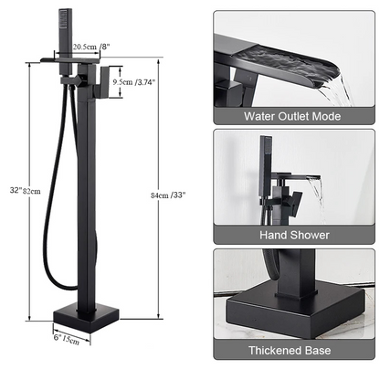 Freestanding Waterfall Brass Bathtub Faucet 2 Function Hand Shower Tap-Shower Faucet-Index Bath