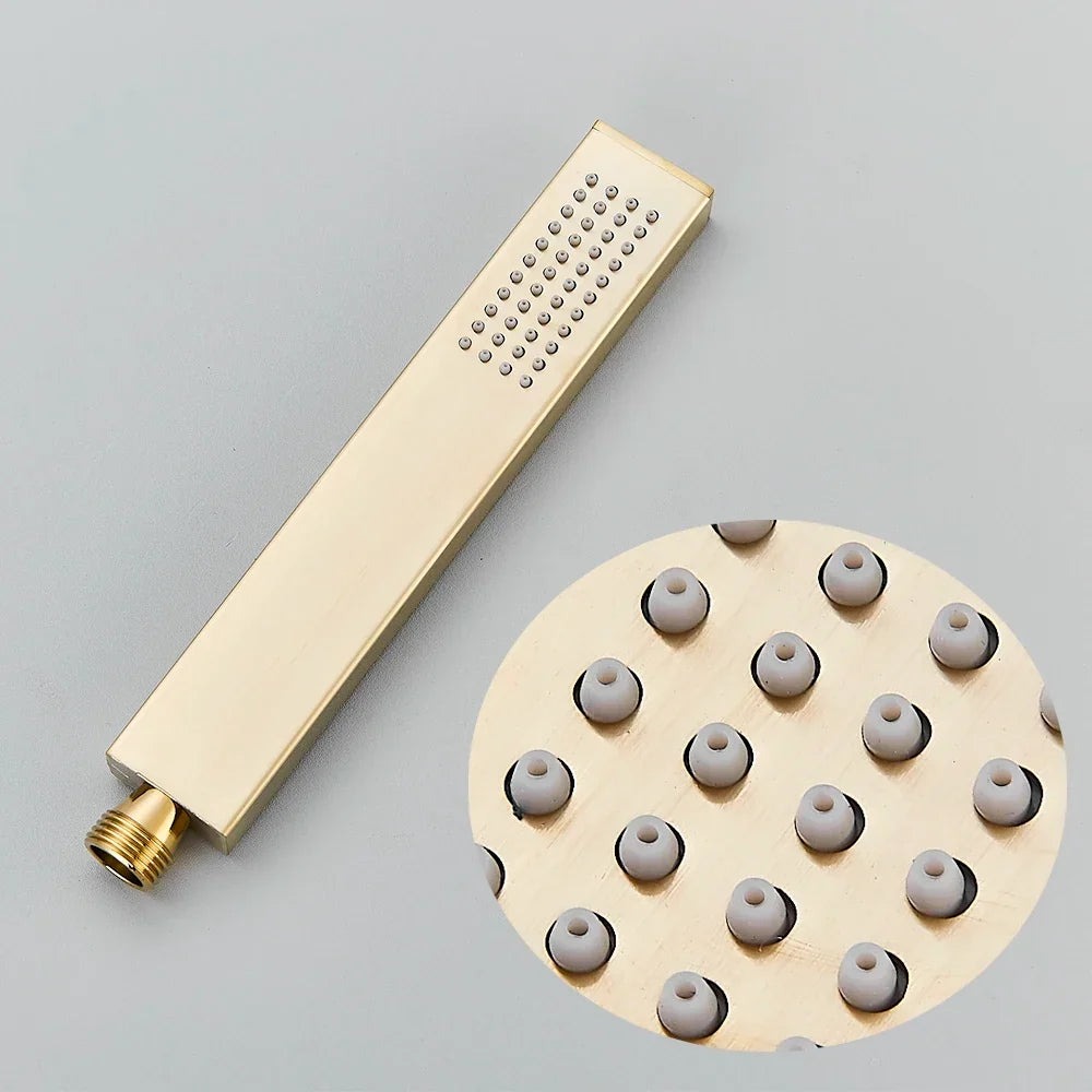 Hand Shower Head Handheld Shower Head Wall Mounted Faucet Accessory-Shower Faucet-Index Bath-Brushed Gold A-Index Bath