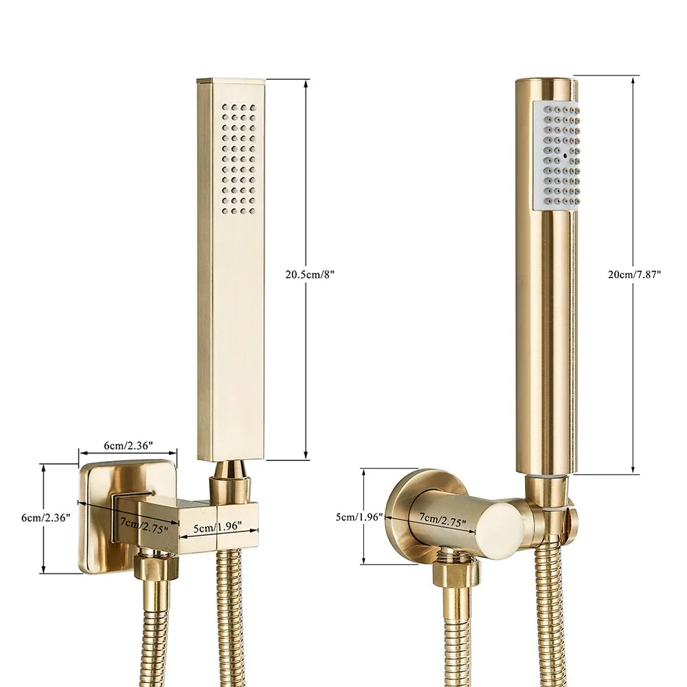Hand Shower Head Handheld Shower Head Wall Mounted Faucet Accessory-Shower Faucet-Index Bath-Brushed Gold A-Index Bath