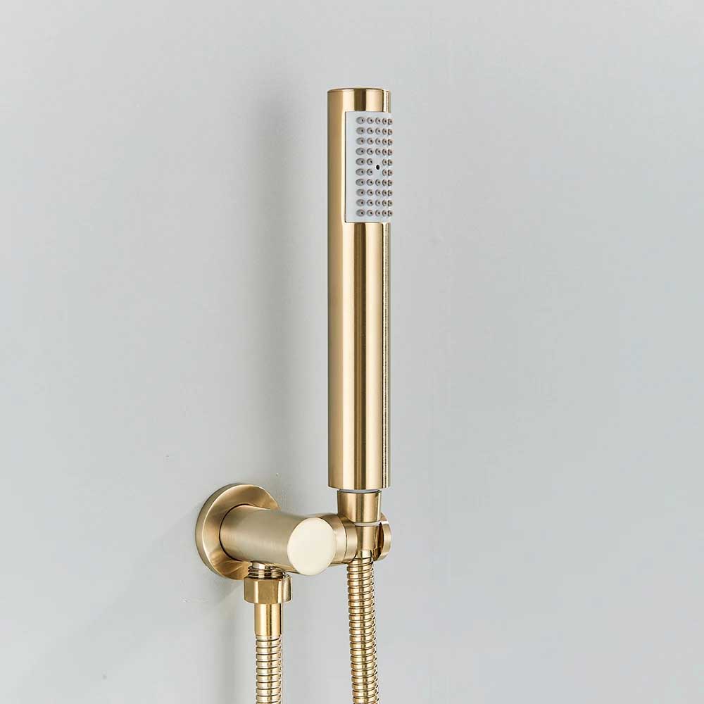 Hand Shower Head Handheld Shower Head Wall Mounted Faucet Accessory-Shower Faucet-Index Bath-Brushed Gold Y-Index Bath