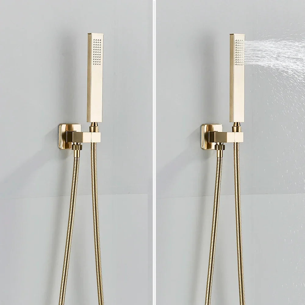 Hand Shower Head Handheld Shower Head Wall Mounted Faucet Accessory-Shower Faucet-Index Bath-Brushed Gold A-Index Bath