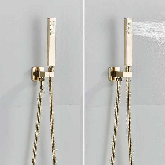 Hand Shower Head Handheld Shower Head Wall Mounted Faucet Accessory-Shower Faucet-Index Bath-Brushed Gold A-Index Bath