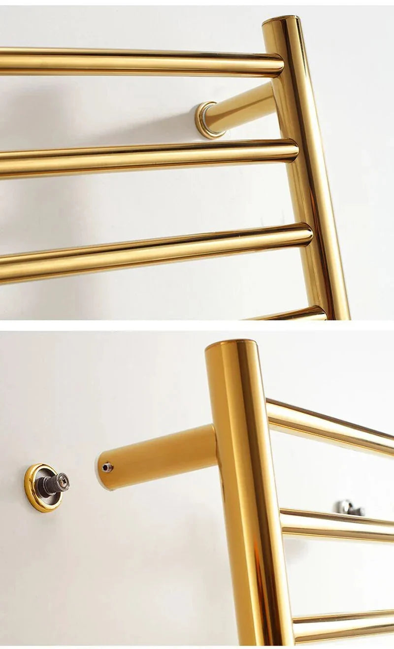 Heated Towel Warmer Hidden Wire Stainless Steel Electric Towel Rack-Towel Bars & Hooks-Index Bath-Gold A-US-110V-Index Bath