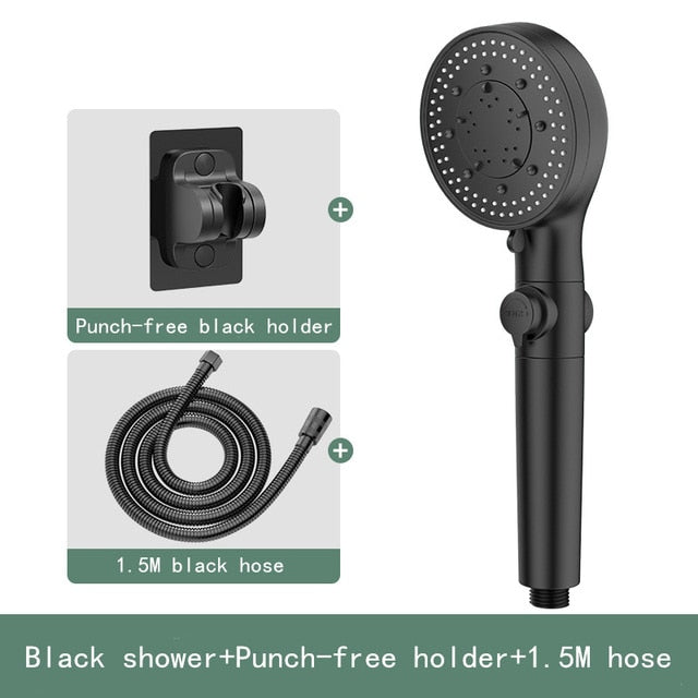 High Pressure Shower Head 5 Functions With Switch On Off Button-Handheld Shower-Index Bath