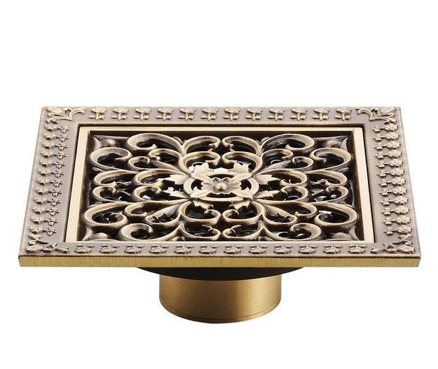 Bath Drains - Elegant Antique Brass Bathroom Shower Floor Grate Drain