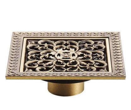 Bath Drains - Elegant Antique Brass Bathroom Shower Floor Grate Drain