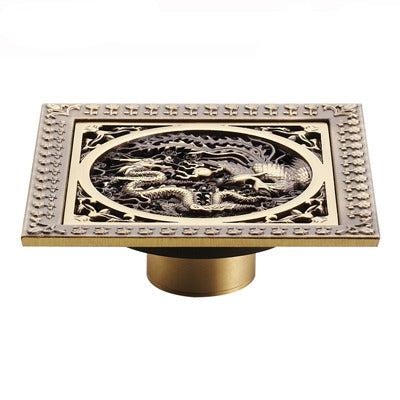 Index Bath 4" Elegant Antique Brass Bathroom Shower Floor Grate Drain-Bath Drains-Index Bath