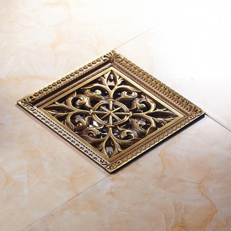 Bath Drains - Elegant Antique Brass Bathroom Shower Floor Grate Drain