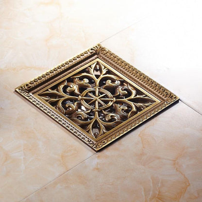 Bath Drains - Elegant Antique Brass Bathroom Shower Floor Grate Drain