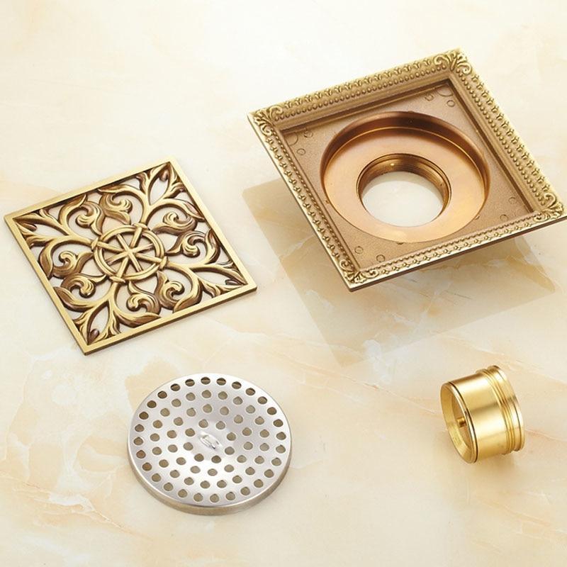 Bath Drains - Elegant Antique Brass Bathroom Shower Floor Grate Drain
