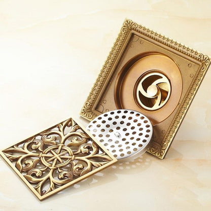 Bath Drains - Elegant Antique Brass Bathroom Shower Floor Grate Drain