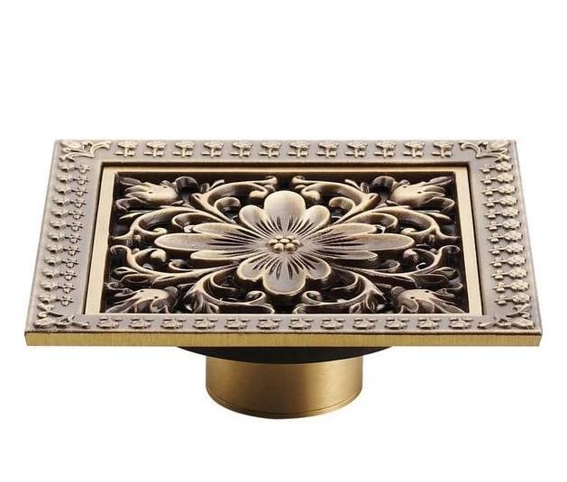 Bath Drains - Elegant Antique Brass Bathroom Shower Floor Grate Drain