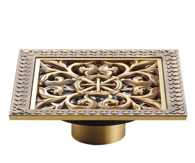 Bath Drains - Elegant Antique Brass Bathroom Shower Floor Grate Drain