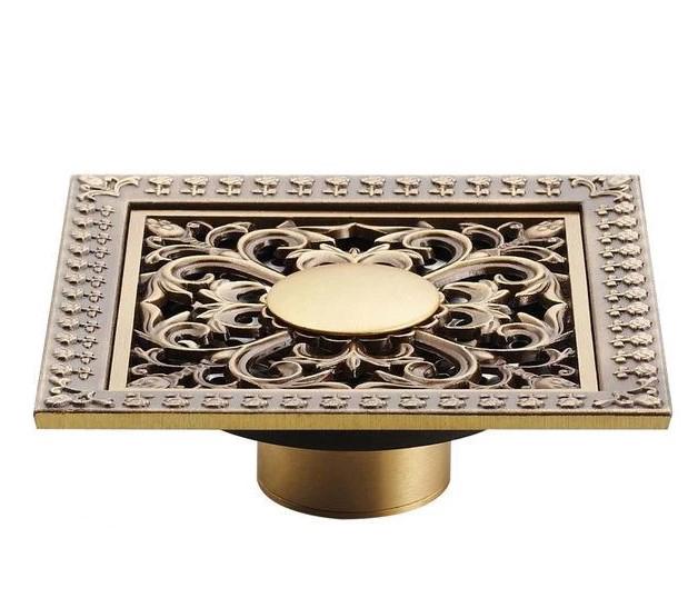 Bath Drains - Elegant Antique Brass Bathroom Shower Floor Grate Drain