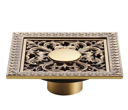 Bath Drains - Elegant Antique Brass Bathroom Shower Floor Grate Drain