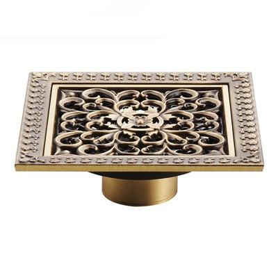 Index Bath 4" Elegant Antique Brass Bathroom Shower Floor Grate Drain-Bath Drains-Index Bath