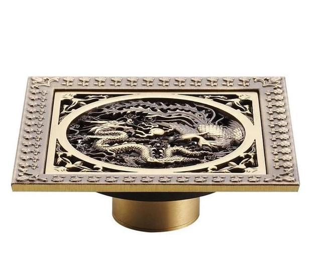 Bath Drains - Elegant Antique Brass Bathroom Shower Floor Grate Drain