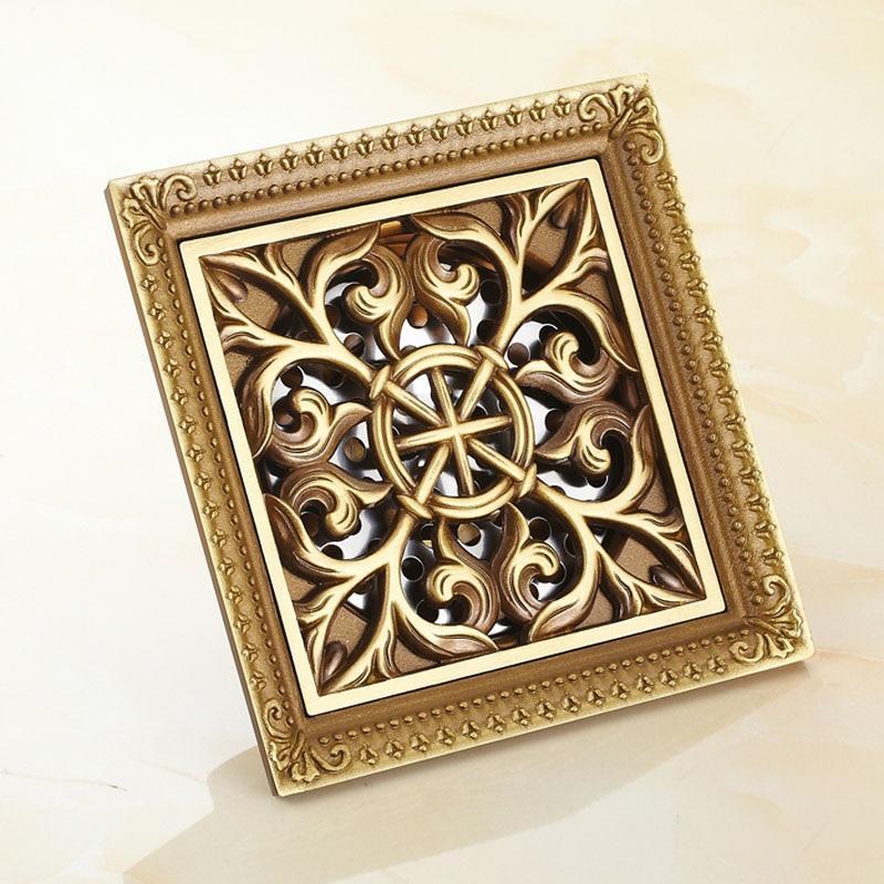 Bath Drains - Elegant Antique Brass Bathroom Shower Floor Grate Drain