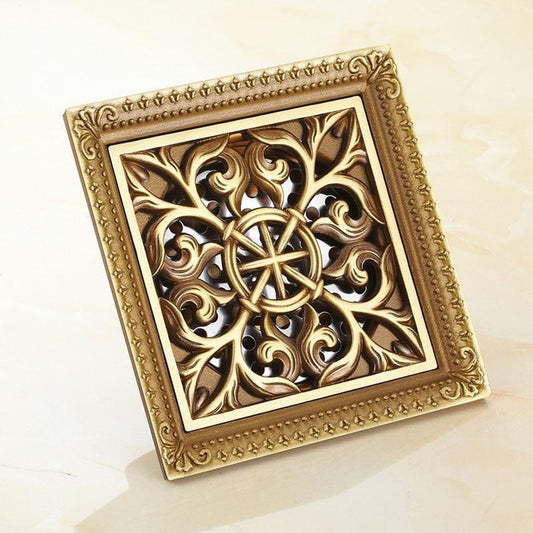 Bath Drains - Elegant Antique Brass Bathroom Shower Floor Grate Drain