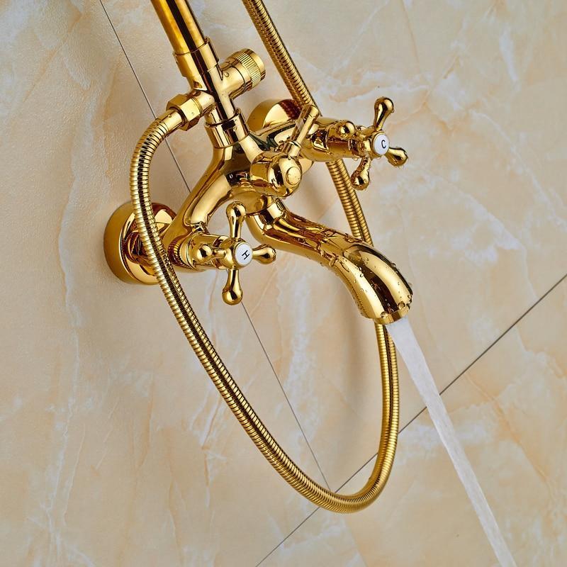 Shower Faucet - Shower Faucet With Dual Handle Rain Shower System Set