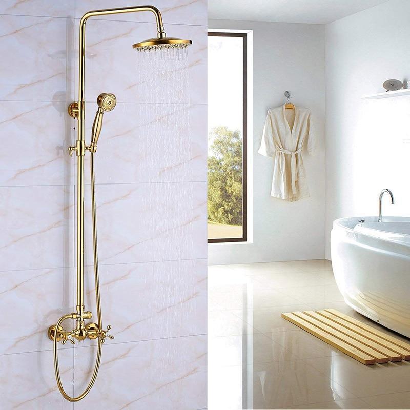 Shower Faucet - Shower Faucet With Dual Handle Rain Shower System Set
