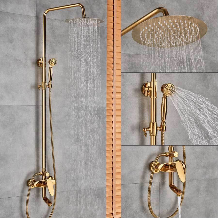 Shower Faucet - Shower Faucet With Dual Handle Rain Shower System Set