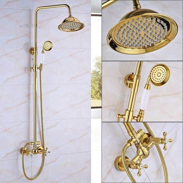 Shower Faucet - Shower Faucet With Dual Handle Rain Shower System Set