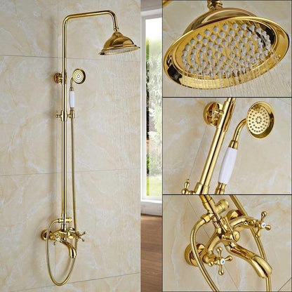 Shower Faucet - Shower Faucet With Dual Handle Rain Shower System Set