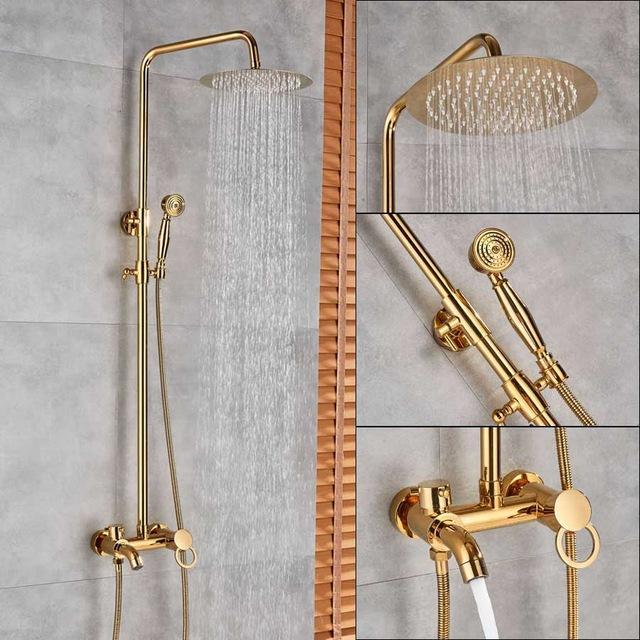 Shower Faucet - Shower Faucet With Dual Handle Rain Shower System Set