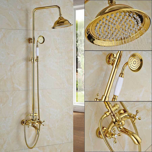 Shower Faucet - Shower Faucet With Dual Handle Rain Shower System Set