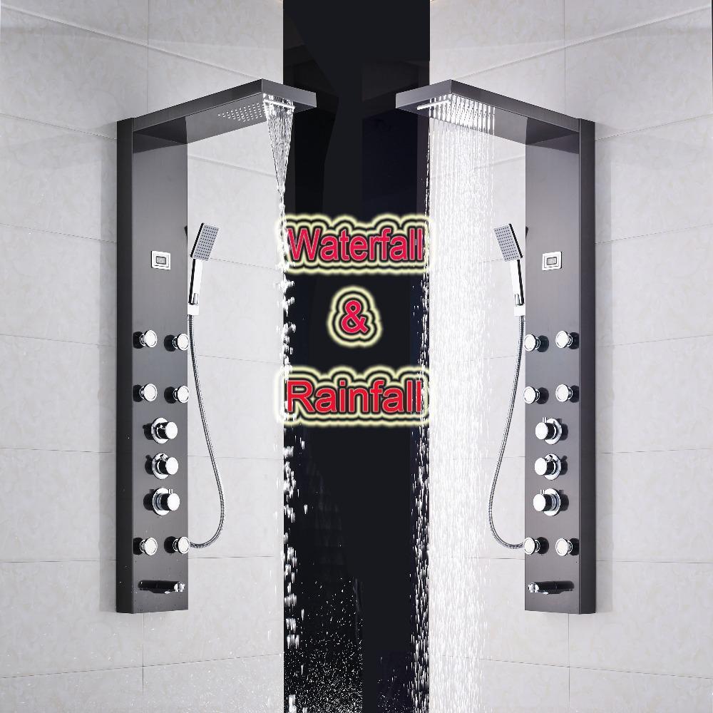 Shower System - Shower Panel And Jet Rain Shower With Thermostatic Mixer Faucet