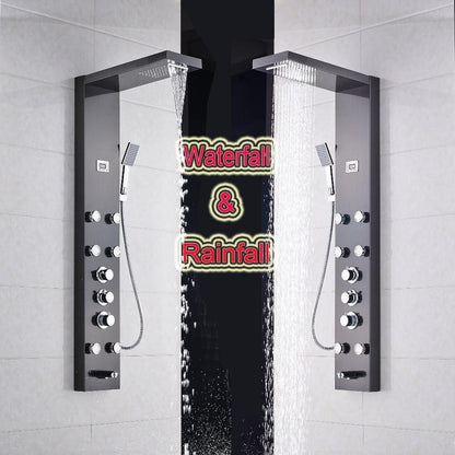 Shower System - Shower Panel And Jet Rain Shower With Thermostatic Mixer Faucet
