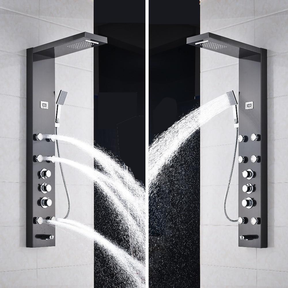 Shower System - Shower Panel And Jet Rain Shower With Thermostatic Mixer Faucet