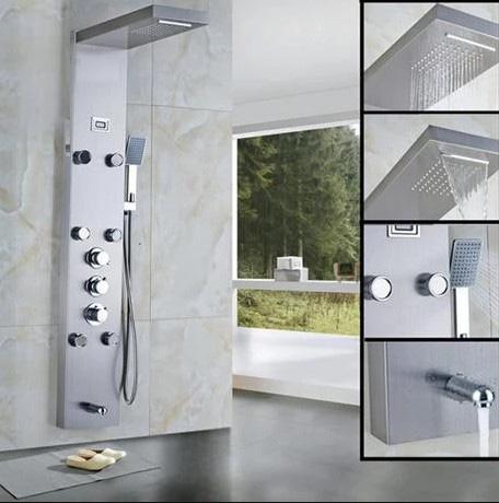 Shower System - Shower Panel And Jet Rain Shower With Thermostatic Mixer Faucet