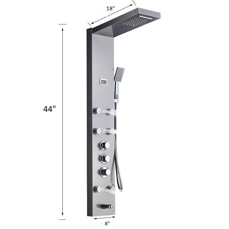 Index Bath Stainless Steel Shower Panel And Jet Rain Shower With Thermostatic Mixer Faucet-Shower System-Index Bath