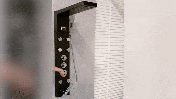 Index Bath Stainless Steel Shower Panel And Jet Rain Shower With Thermostatic Mixer Faucet-Shower System-Index Bath-Brushed Nickel-Index Bath