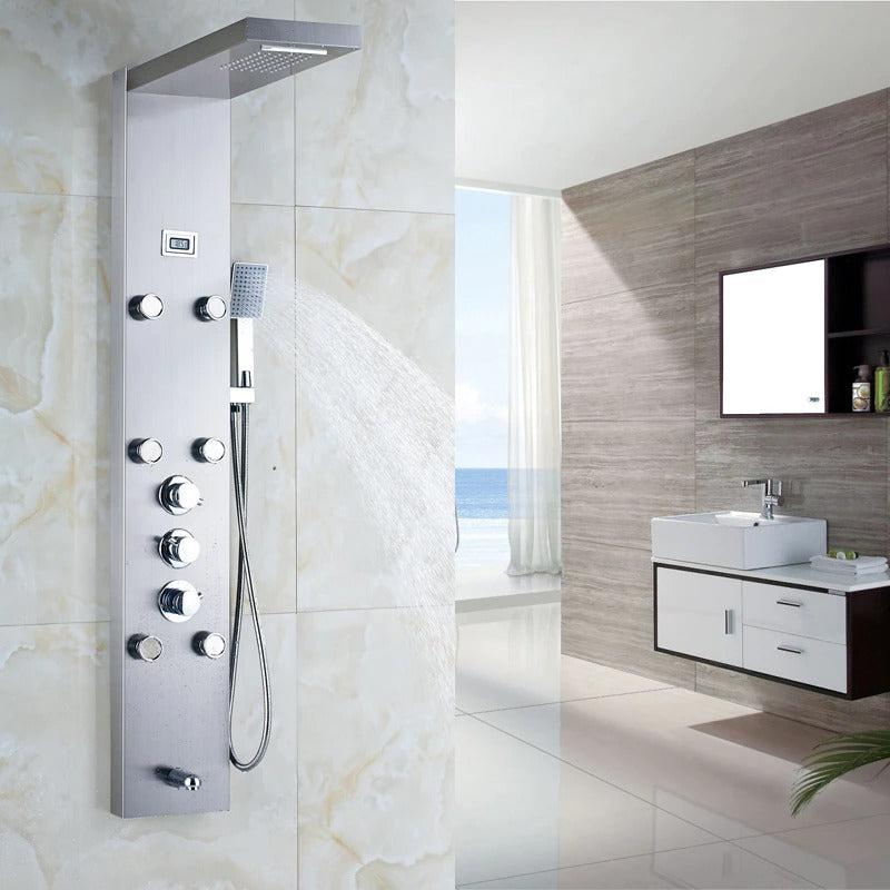 Index Bath Stainless Steel Shower Panel And Jet Rain Shower With Thermostatic Mixer Faucet-Shower System-Index Bath