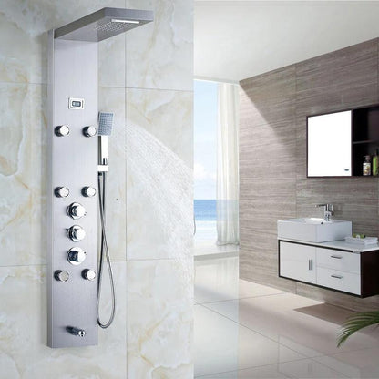 Index Bath Stainless Steel Shower Panel And Jet Rain Shower With Thermostatic Mixer Faucet-Shower System-Index Bath