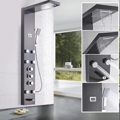 Shower System - Shower Panel And Jet Rain Shower With Thermostatic Mixer Faucet