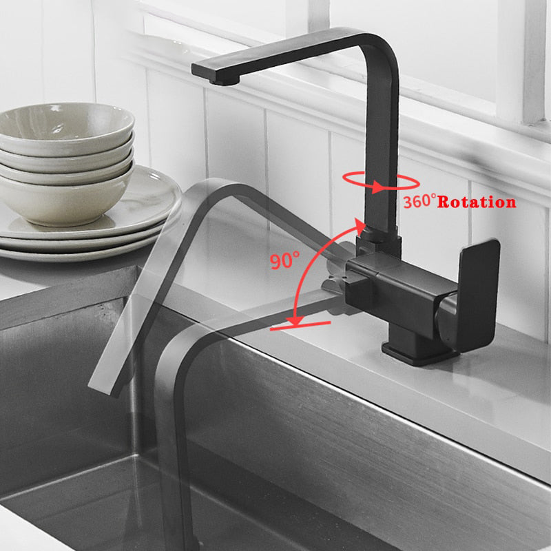 Kitchen Rotating Faucet Folding Down Kitchen Mixer Single Handle Tap-Kitchen Faucet-Index Bath