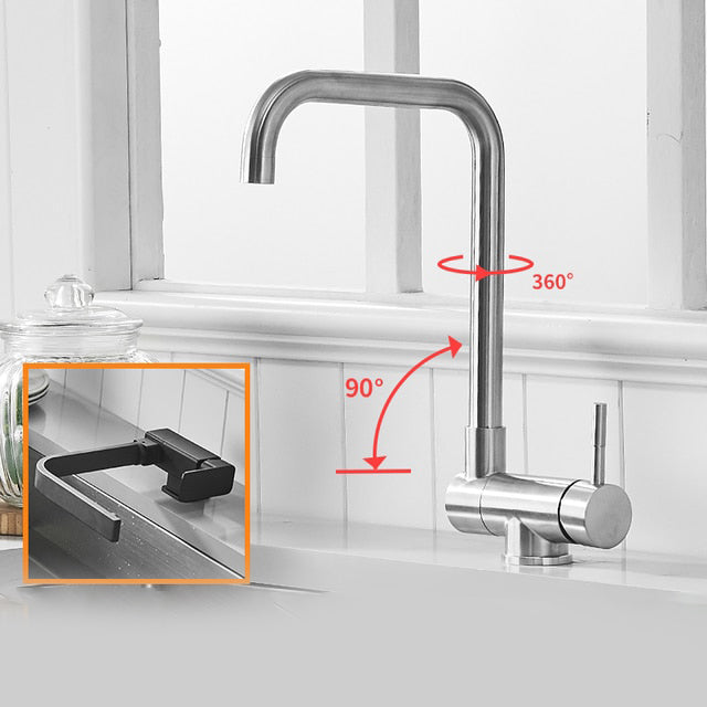 Kitchen Rotating Faucet Folding Down Kitchen Mixer Single Handle Tap-Kitchen Faucet-Index Bath