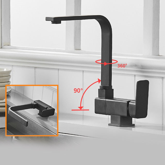 Kitchen Rotating Faucet Folding Down Kitchen Mixer Single Handle Tap-Kitchen Faucet-Index Bath