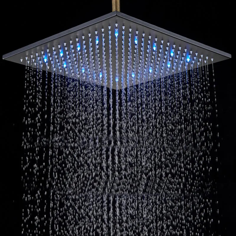 LED Rainfall Shower Head LED Top Over Sprayer Heads Rainfall Shower-Rain Shower Heads-Index Bath-Black Head 10-Index Bath