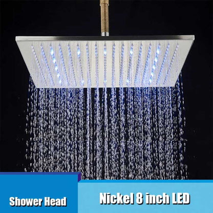 LED Rainfall Shower Head LED Top Over Sprayer Heads Rainfall Shower-Rain Shower Heads-Index Bath-Nickel Head 8-Index Bath