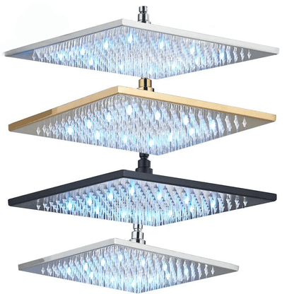 LED Rainfall Shower Head LED Top Over Sprayer Heads Rainfall Shower-Rain Shower Heads-Index Bath-Black Head 10-Index Bath