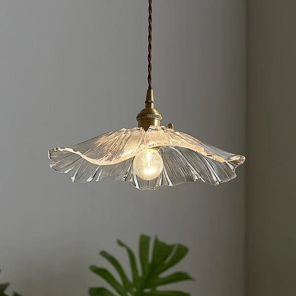Carins Art Deco Flower Glass Flush Mount Ceiling Light – Clear/Green