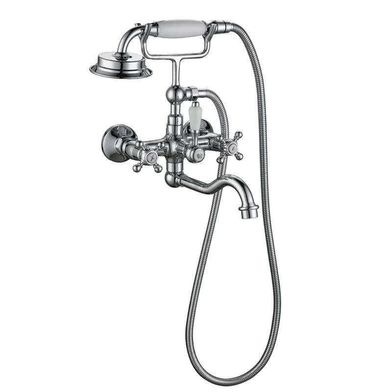 Tuqiu Brushed Gold Bathroom Bathtub Faucet + Handheld Shower Set Gold Luxury BathTub Mixer Taps Wall Mounted Brass-Index Bath-chrome-Index Bath