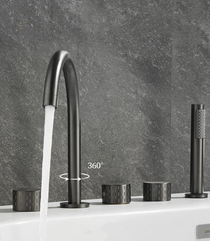 Luxury Brass Deck Mounted 5 Hole Bathtub Basin Faucet Mixer Water Tap