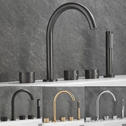 Luxury Brass Deck Mounted 5 Hole Bathtub Basin Faucet Mixer Water Tap