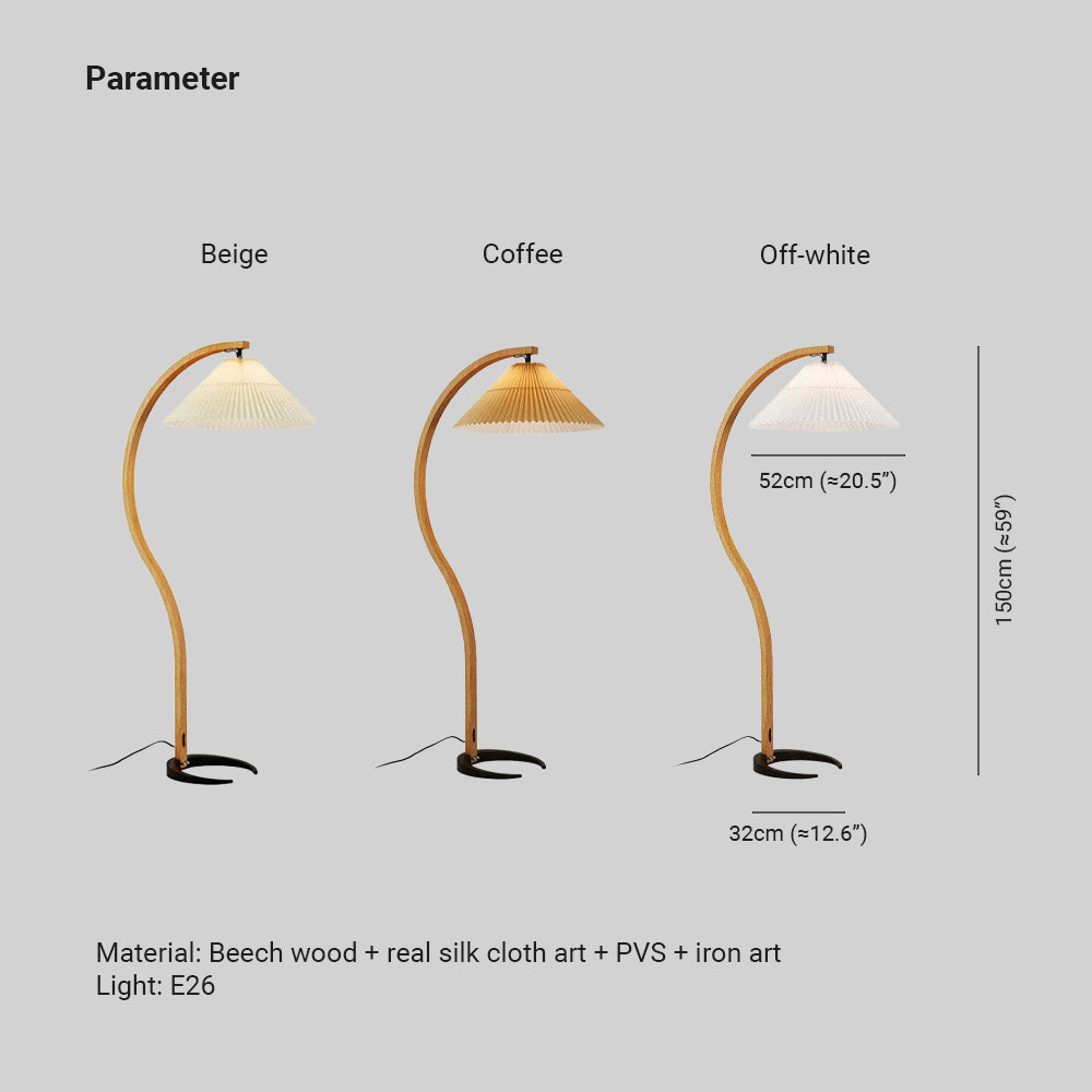 Modern Minimalist Fabric Shade LED Floor Lamp – Beige, 12W